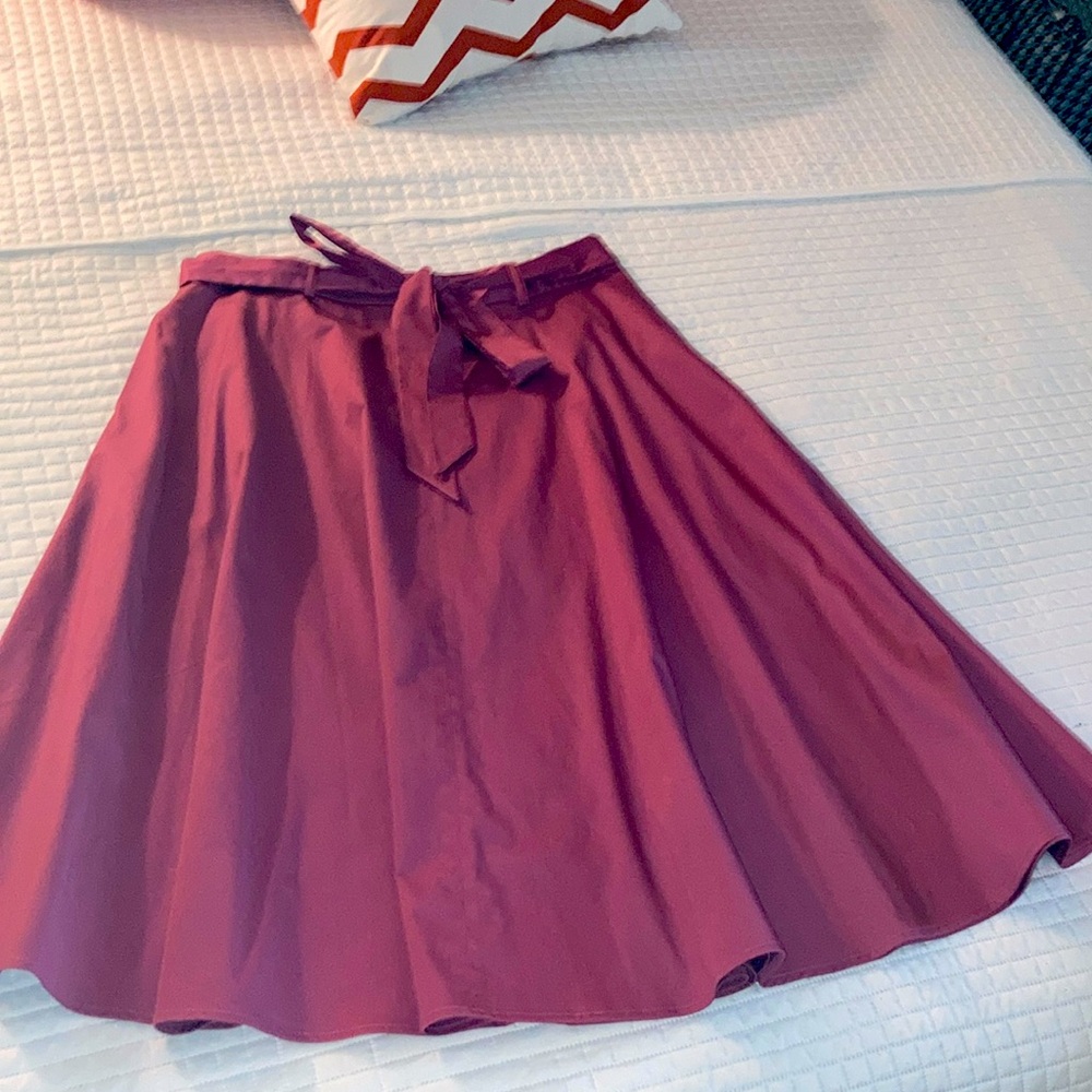 Skirt- MIDI with front self sash and 2 side pockets- figure flattering flare